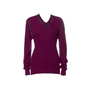 D&G Purple Fuschia Leopard Trim Sweater with Tags